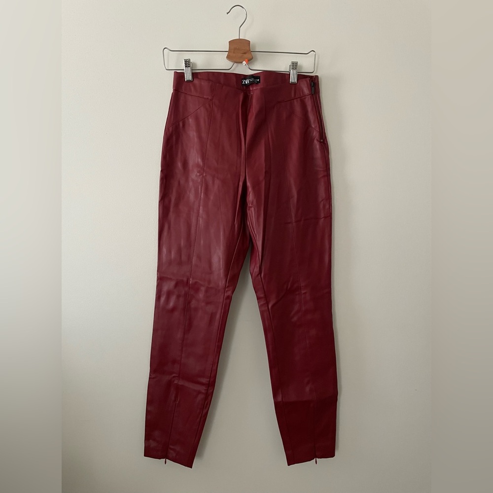 Zara Cherry Faux Leather Pants
